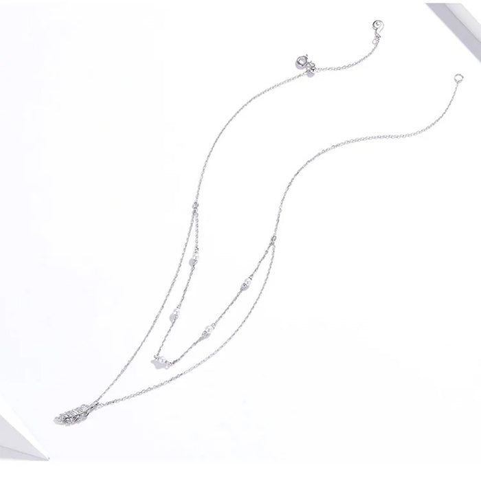 Sterling Silver 925 Shiny Wheat Ears Pendant Necklace for Women Chain Necklaces Plated platinum women Jewelry