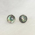 Handmade sterling silver Mother of Pearl stud earrings with organic artisan bezel setting – timeless shell jewelry gift for women