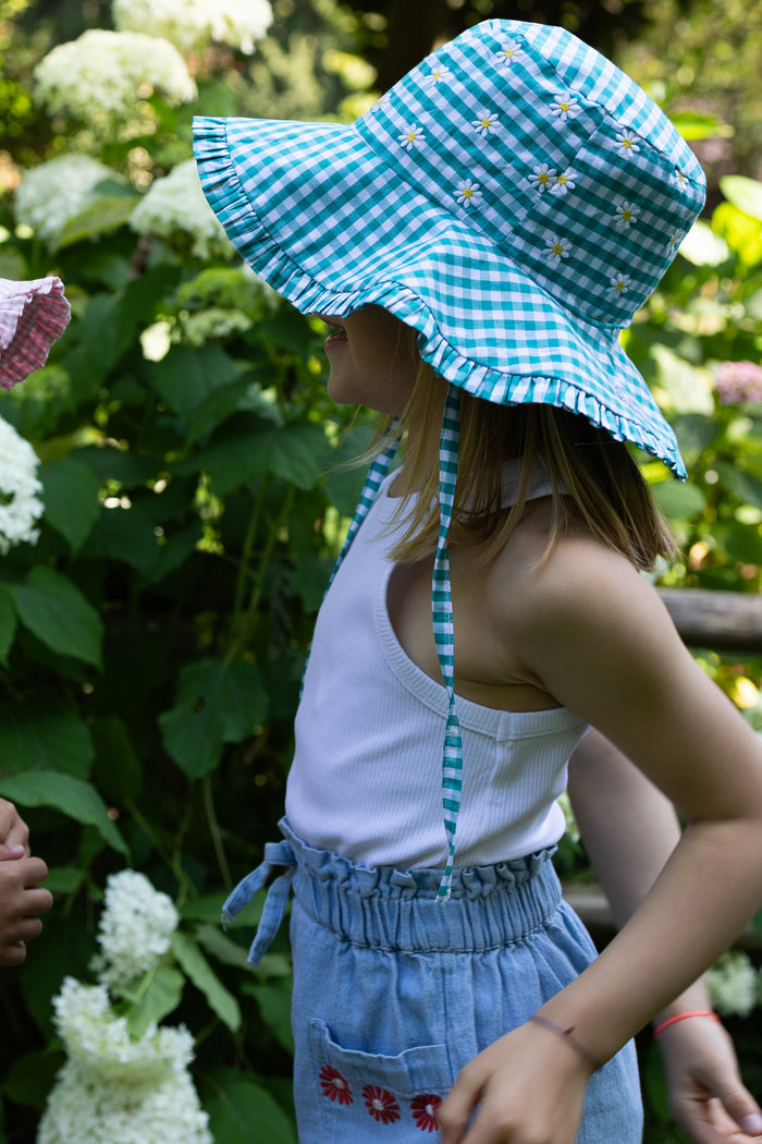 Summer hat - Vichy Emerald