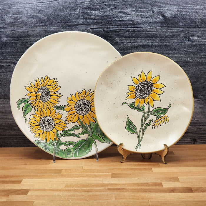 Sunflower Set of 2 Plates Dinner & Salad Decorative Embossed by Blue Sky