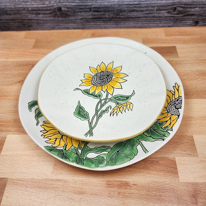 Sunflower Set of 2 Plates Dinner & Salad Decorative Embossed by Blue Sky