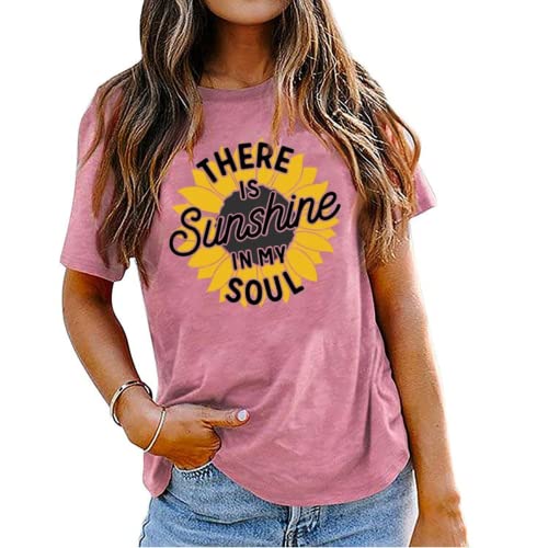 Sunflower T-Shirt Women There is Sunshine in My Soul Graphic Tees