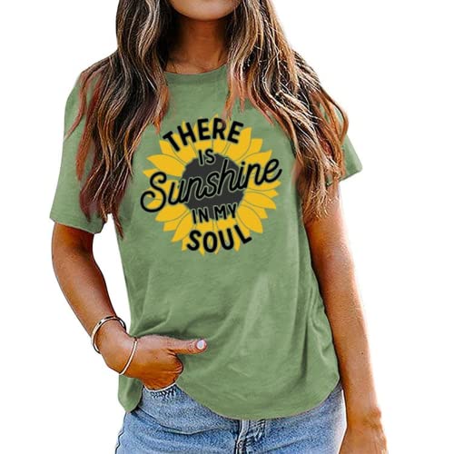 Sunflower T-Shirt Women There is Sunshine in My Soul Graphic Tees