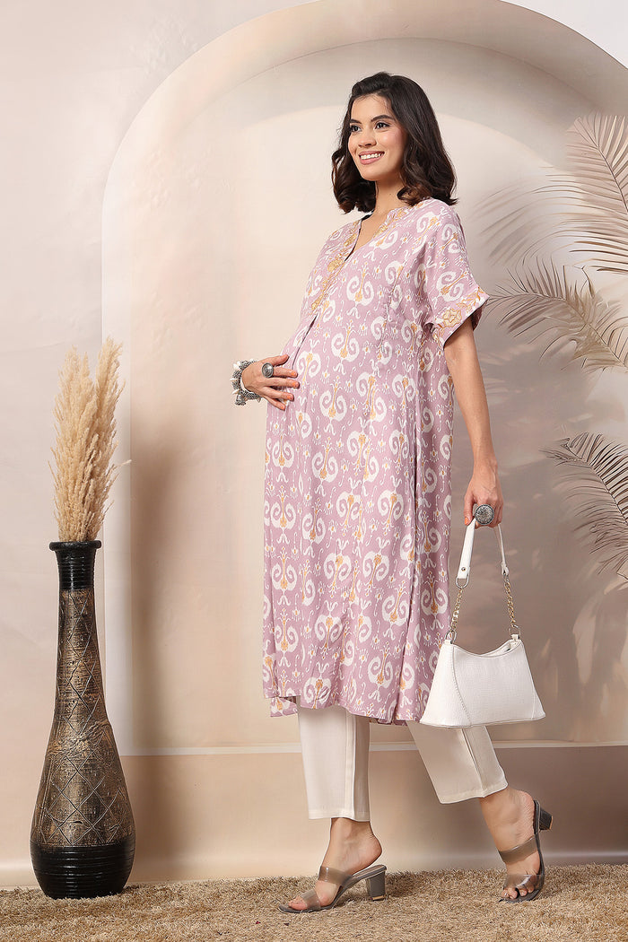 High-quality image of the Rayon texture and finish of the Sunshine Lavender Glow Suit Set.