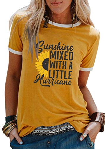 Sunshine Mixed with A Little Hurricane Women Graphic T-Shirt Sunflower Shirt