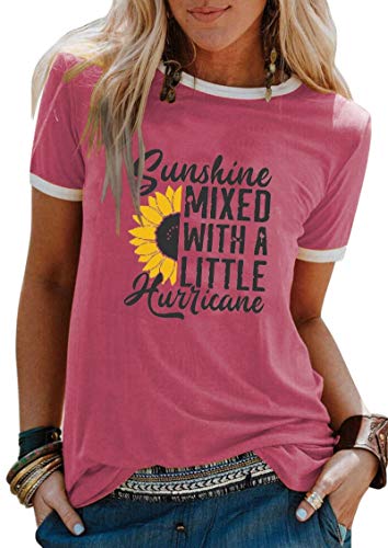 Sunshine Mixed with A Little Hurricane Women Graphic T-Shirt Sunflower Shirt