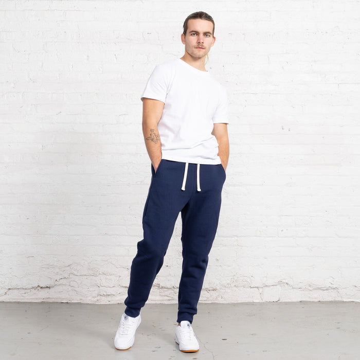 Navy 3 Thread Fleece Men's Sweatpants New