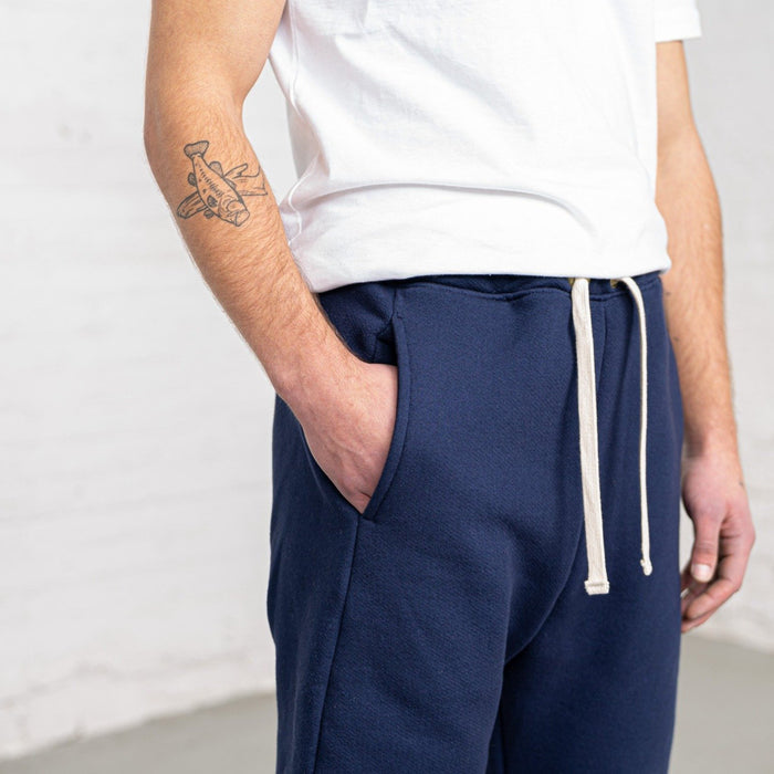 Navy 3 Thread Fleece Men's Sweatpants New