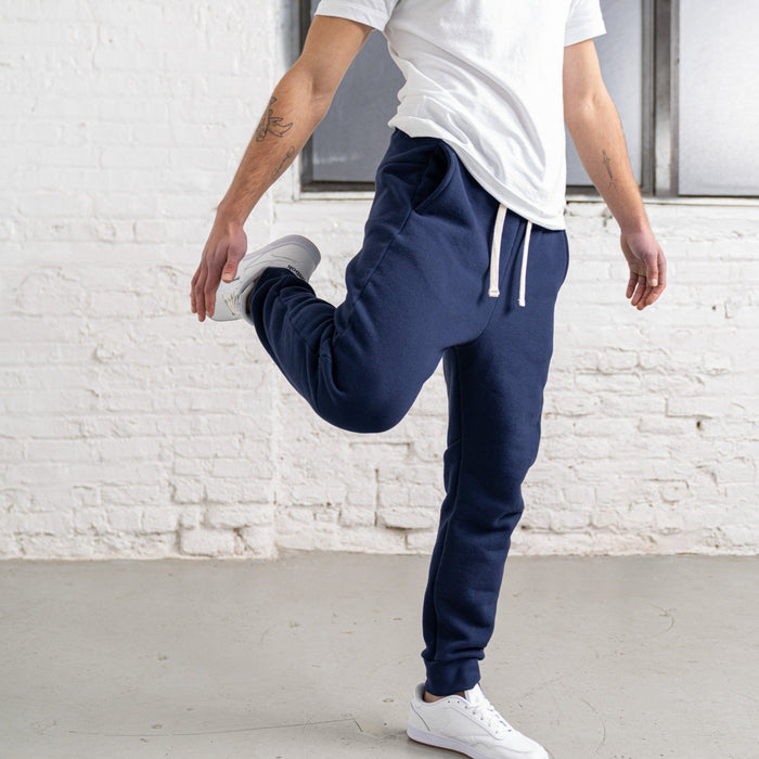 Navy 3 Thread Fleece Men's Sweatpants New