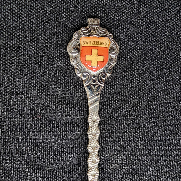 Switzerland Alpine European Travel Collectible Souvenir Spoon 4.5" Swiss Flag