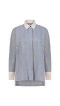 TENCEL™ Edit Blue Stripe Lounge Shirt – front view – TENCEL™ – ANNA HORA