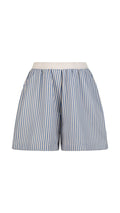 TENCEL™ Edit Blue Stripe Lounge Shorts – front view – TENCEL™ – ANNA HORA
