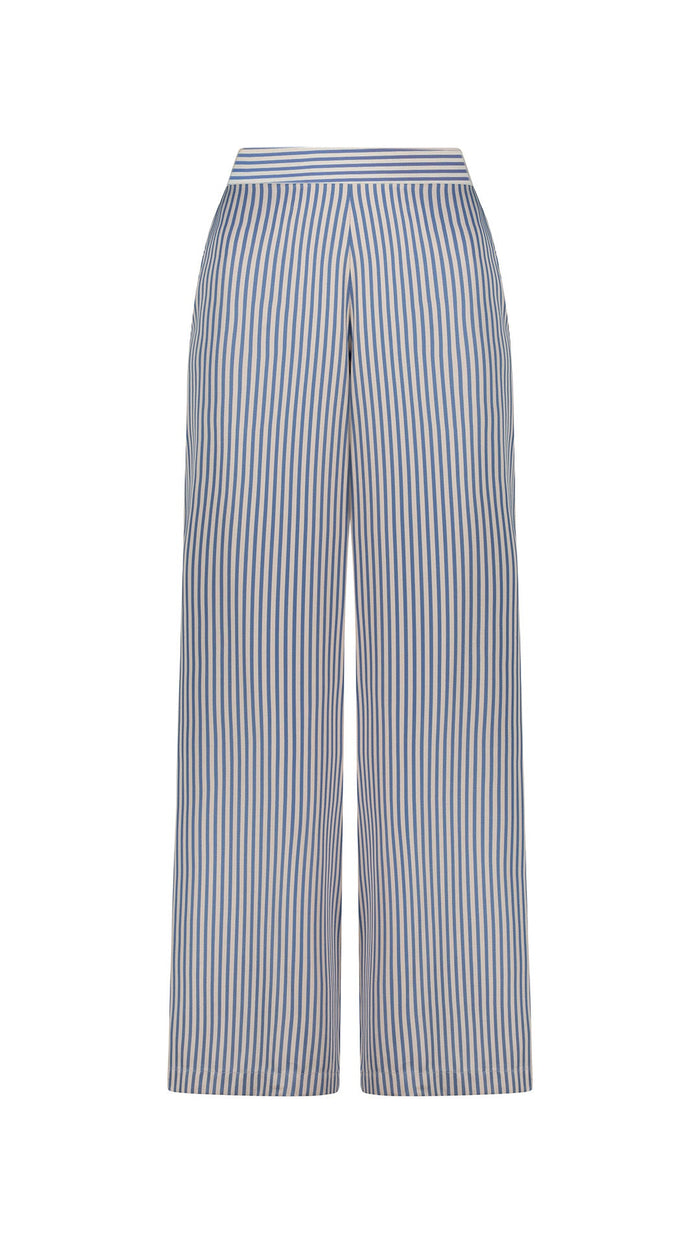 TENCEL™ Edit Blue Stripe Lounge Trousers – front view – TENCEL™ – ANNA HORA