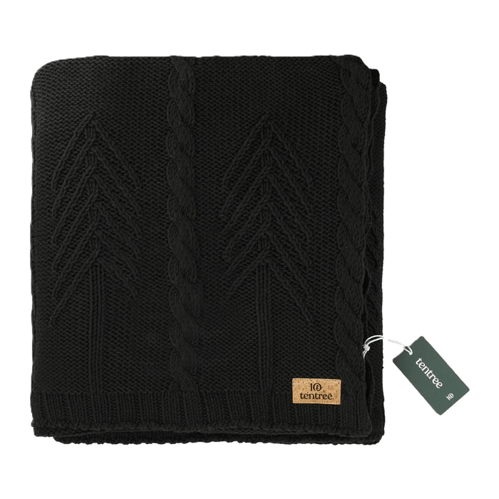 Black Custom tentree Organic Cotton Cable Blanket - Corporate Gifts