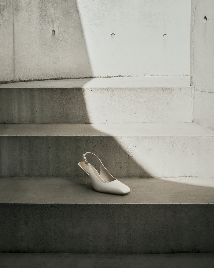 TERRANCE MID HEELS OFF WHITE LEATHER