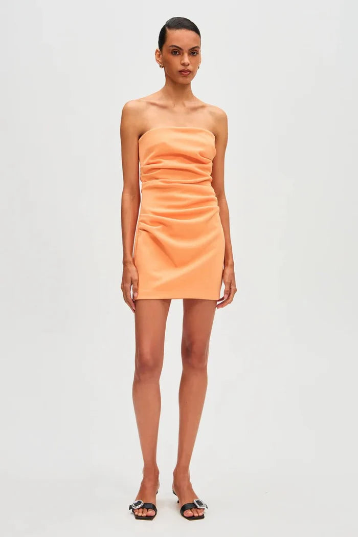 The Alston Crepe Mini Dress - Tangerine - SODA Fashion Haus