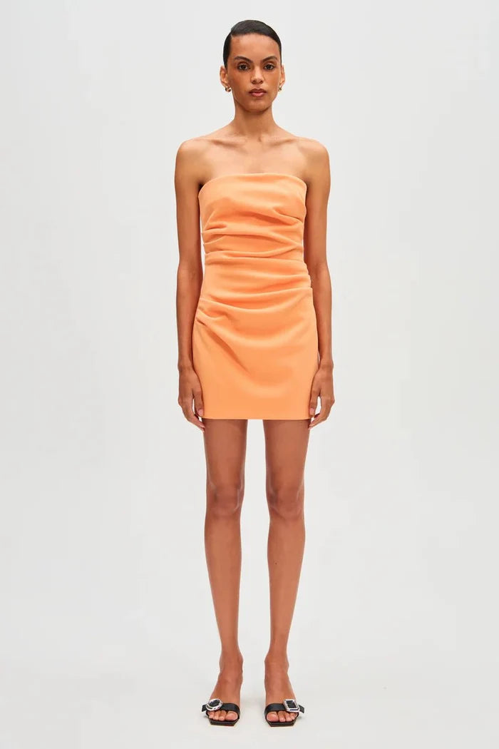 The Alston Crepe Mini Dress - Tangerine - SODA Fashion Haus
