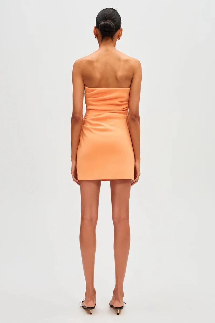 The Alston Crepe Mini Dress - Tangerine - SODA Fashion Haus