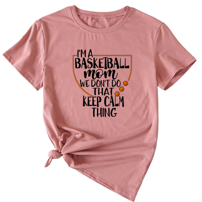 The Letters I'm A Basketball Mom Round Neck Short Sleeves
