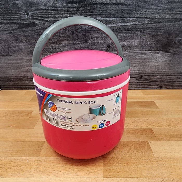 Thermal Bento Box In Pink With Separate Inside Container Holds 37Oz 1100Ml
