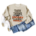 THICK THIGHS AND LETTERS Leopard Crewneck Long Sleeve Shirt Women's Large Sweater