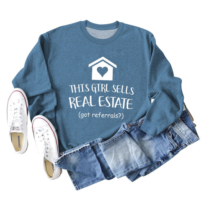 Blue sweater (white font) / S