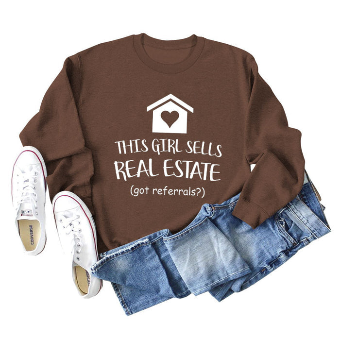 Coffee colored sweater (white font) / S