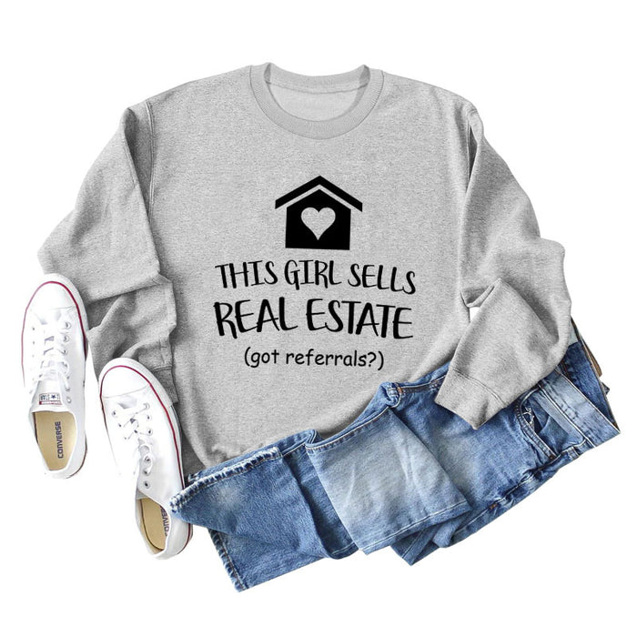 THIS GIRL SELLS Fashion Letters Loose Bottoming Love Sweater Long Sleeve Women