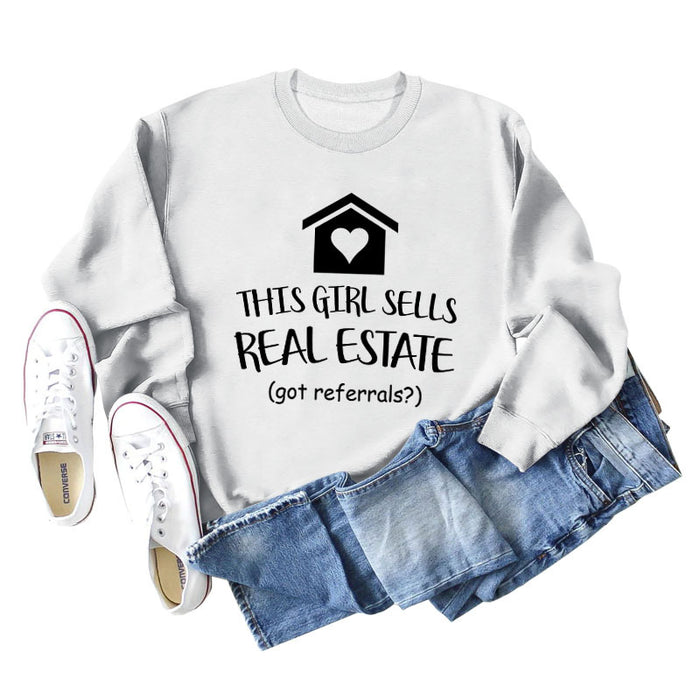 THIS GIRL SELLS Fashion Letters Loose Bottoming Love Sweater Long Sleeve Women