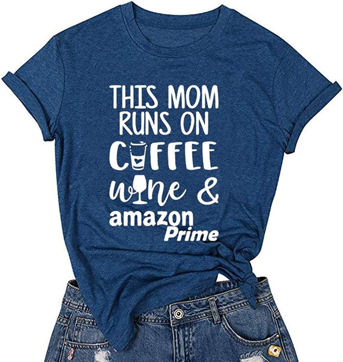 This Mom Runs on Coffee Wine T-Shirt