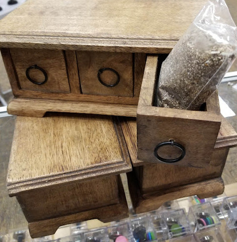 Three Drawer Wooden Herb Chest