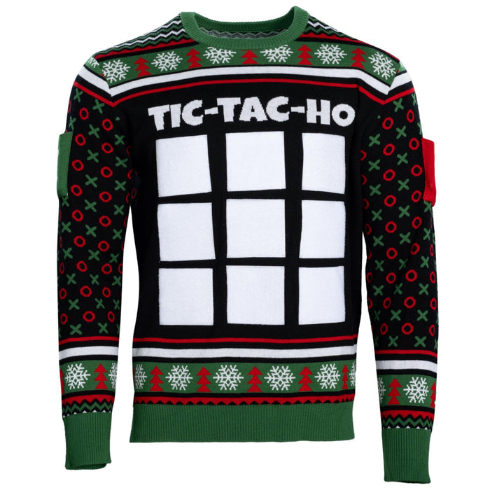 Tic Tac Ho Festive Holiday Party Game Unisex Ugly Christmas Sweater - TVStoreOnline