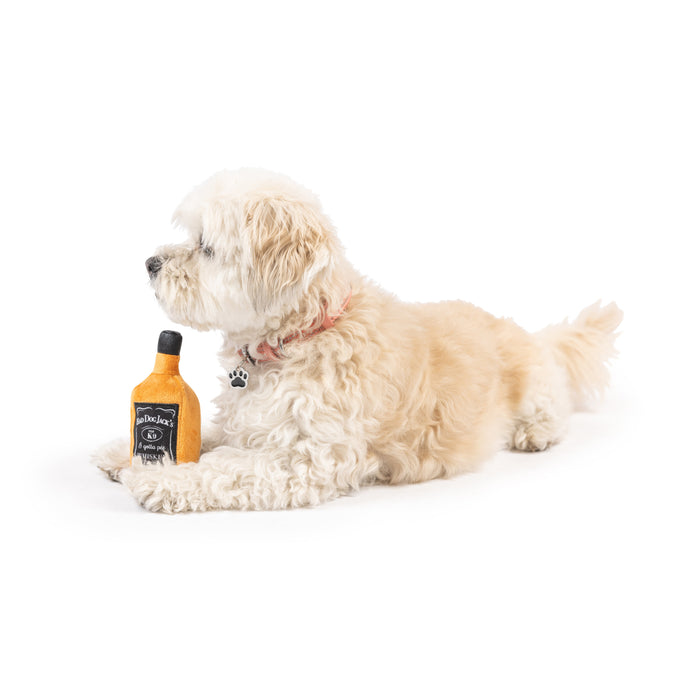Dog with Tiny Tuff Bad Dog Jack's Whiskey.