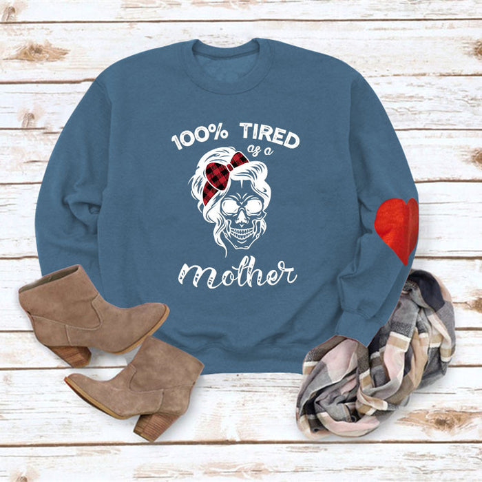 Blue love sweater (with white characters and colorful pictures) / S