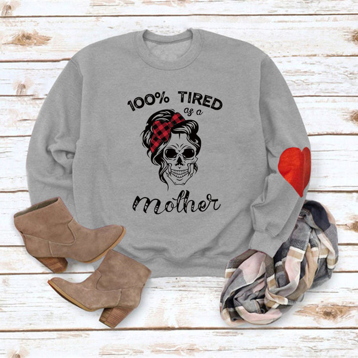 TIRED Fashion Loose Round Neck Autumn and Winter Bottoming Long Sleeve Love Sweater Girl