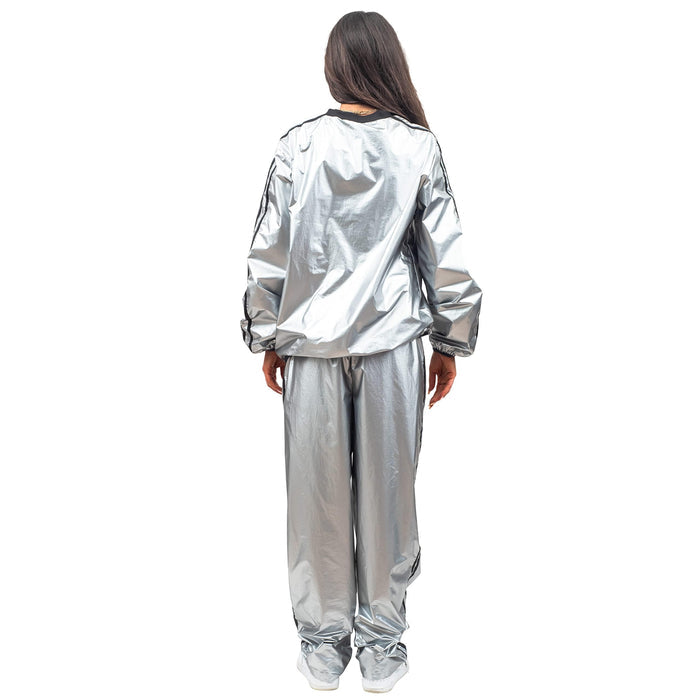Todd and Margo Shiny Silver 2 Piece Workout Top and Pants Halloween Costume Set