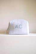 Toiletry Bag Large - Blue & Beige Stripes