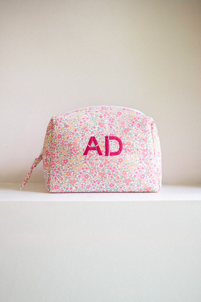 Toiletry Bag Large - Pink & Yellow Flowers