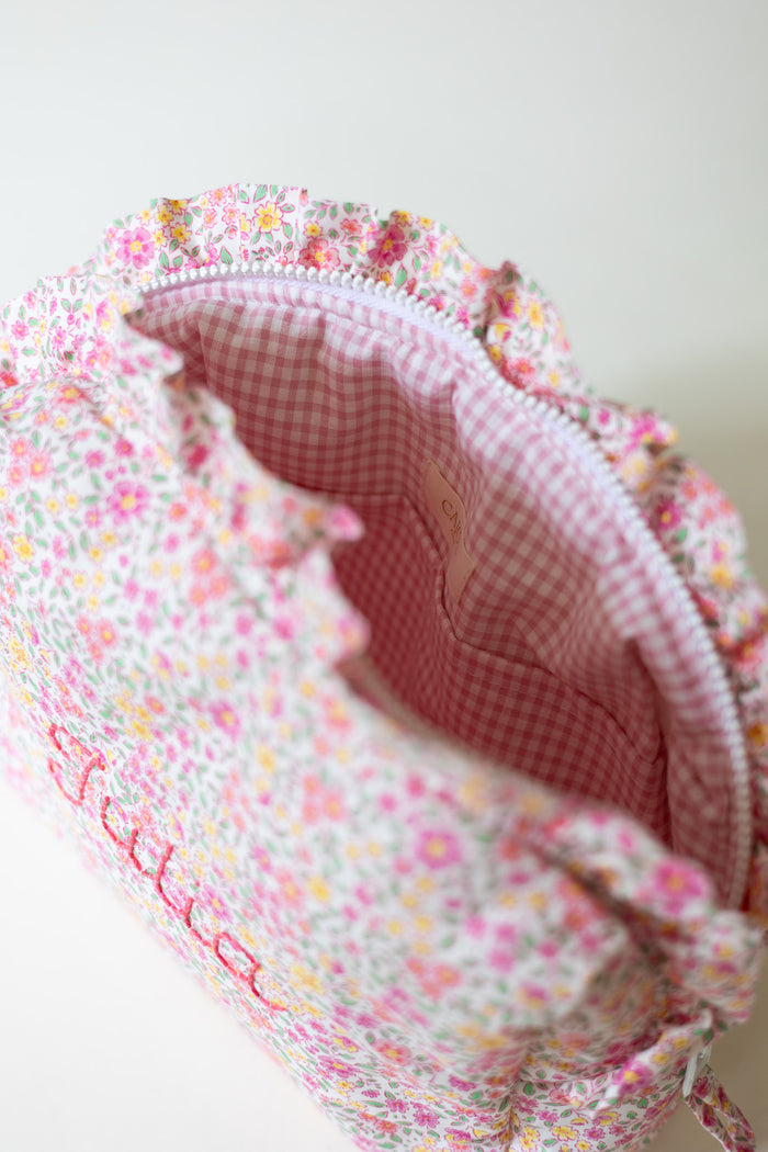 Toiletry Bag Large - Pink & Yellow Flowers