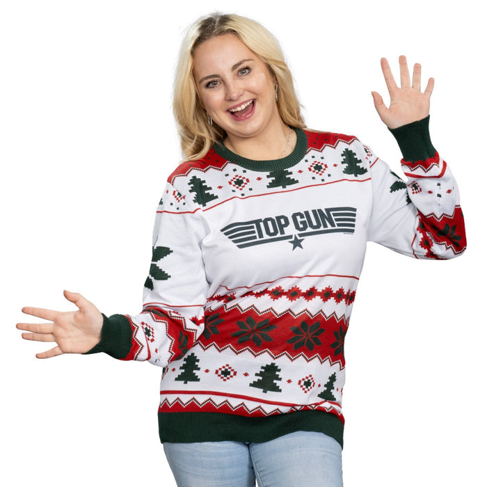 Top Gun Green Logo Christmas Sweater - TVStoreOnline