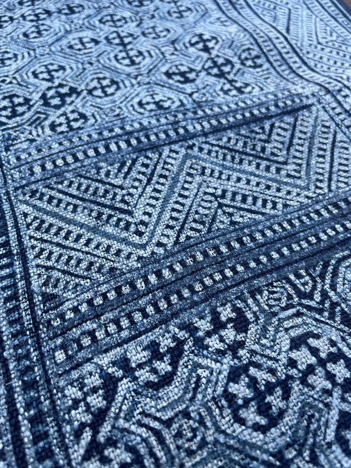 Traditional H'mong pattern, handwoven hemp, batik indigo