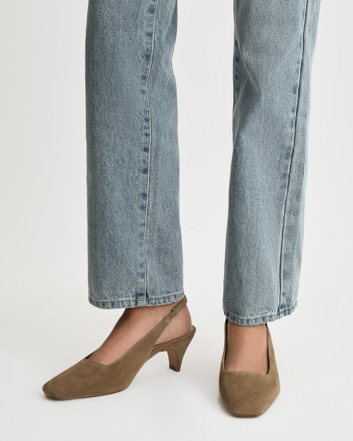 TREY LOW HEELS OLIVE SUEDE