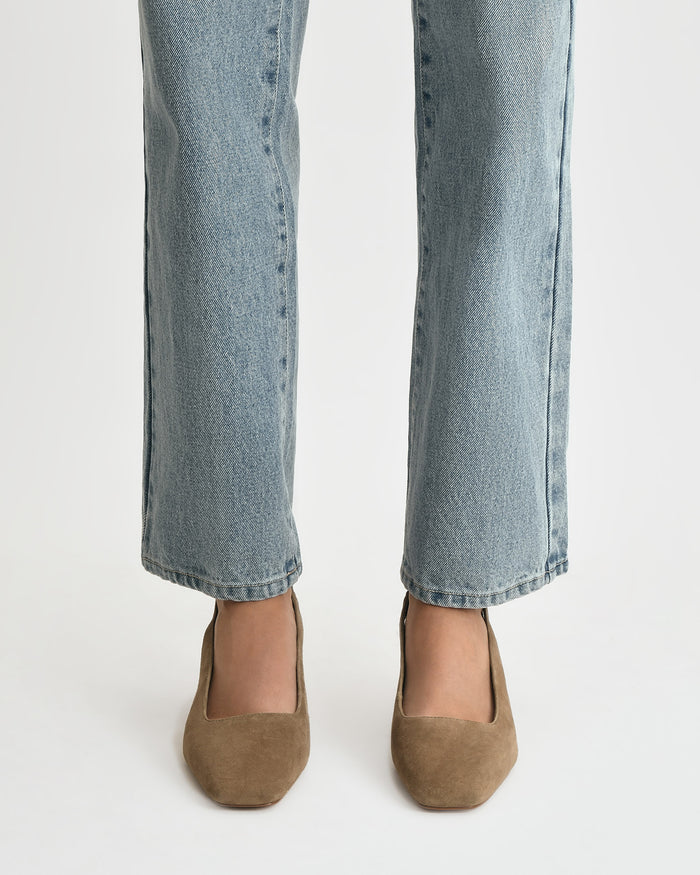 TREY LOW HEELS OLIVE SUEDE