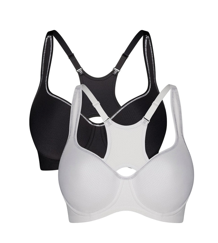 BLACK TRIACTION RACERBACK 2 PACK SPORTS BRA