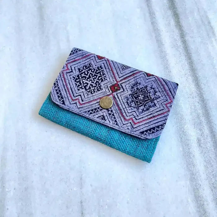 Vindigo wallet purple embroidered blue alternative front view