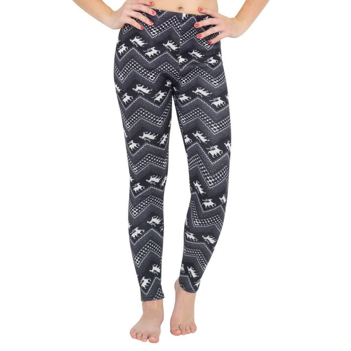 Ugly REINDEER Pattern BLACK Christmas Leggings-tvso