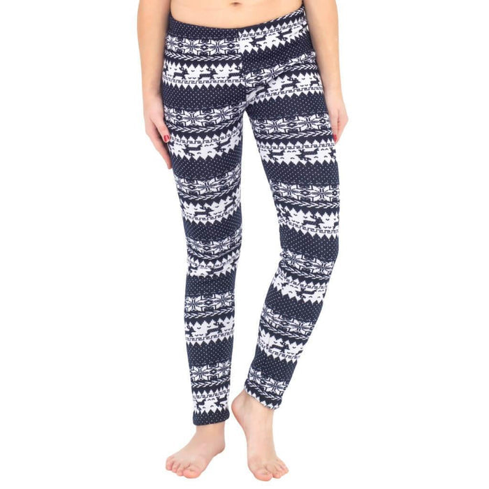 Ugly REINDEER SNOWFLAKES Pattern BLACK WHITE Christmas Leggings-tvso