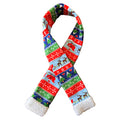 Pet wearing an Ugly Sweater Scarf on a white background.