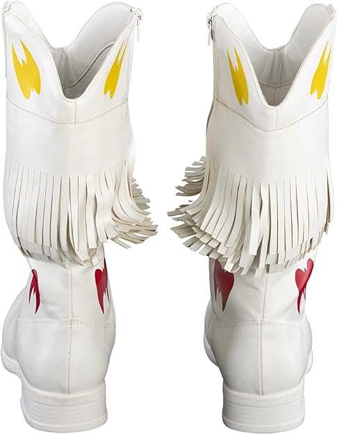 Ultimate Wrestler Warrior White Replica Halloween Cosplay Costume Boots - TVStoreOnline