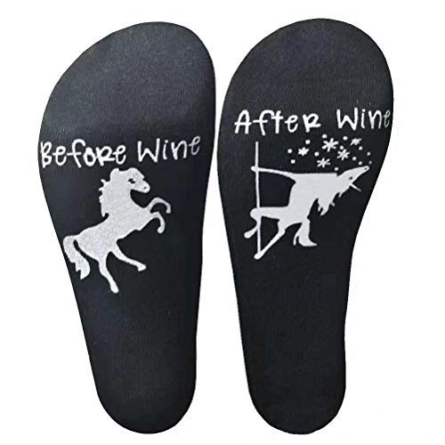 Unisex Before Wine After Wine Funny Unicorn Wine Socks